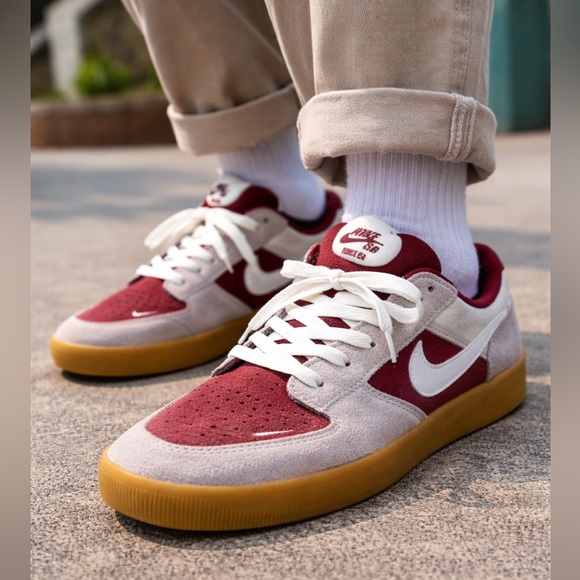 Nike Other - Nike SB Force 58 Red White Gum Sole Suede Sneakers Men’s 8.5 Skate Shoes